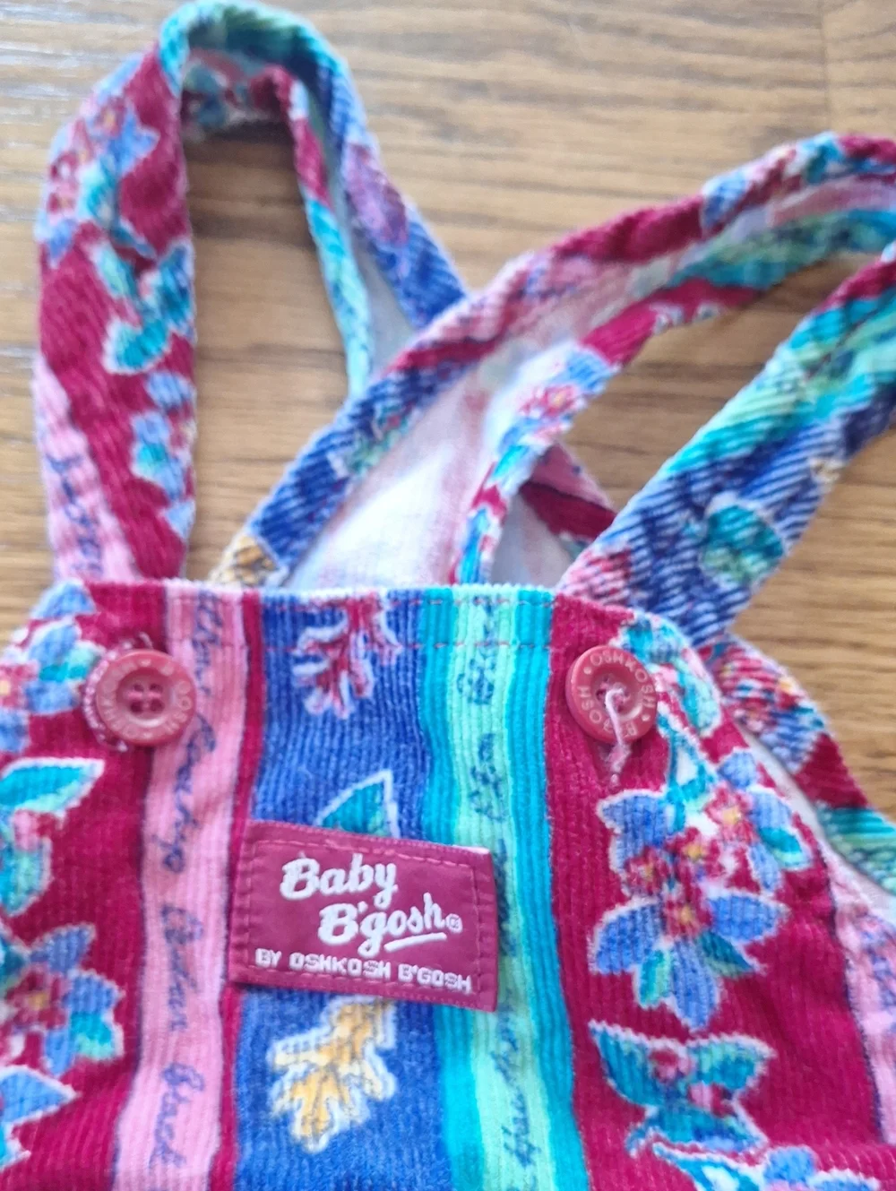 Vintage OshKosh B'gosh Corduroy Multicolor Striped Floral Overalls 18M